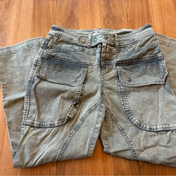 Free People Green Cropped Moto Pants - Picture 1 of 6